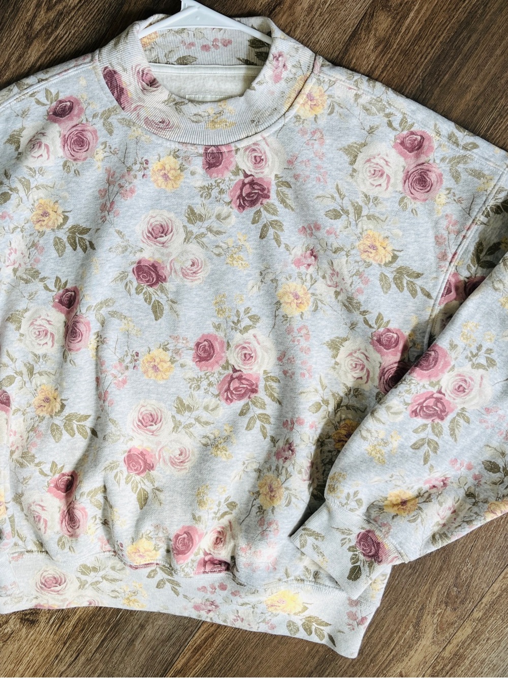 Abercrombie & Fitch Sunday Fleece Floral Mockneck Crewneck Sweatshirt Sz S